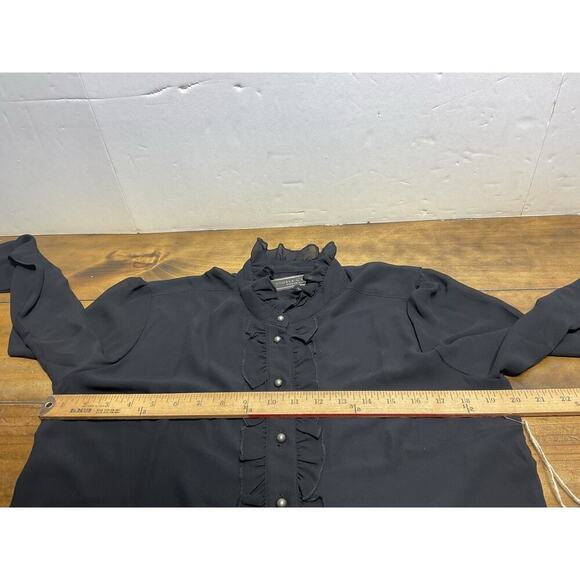 Double D Ranch Ruffled Tuxedo Button-Up Long Sleeve Blouse Medium NWT - Picture 12 of 15
